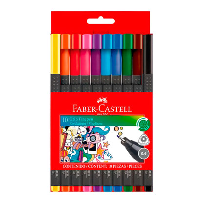 FIBRAS FABER CASTELL X10UN TRAZO FINO 2925