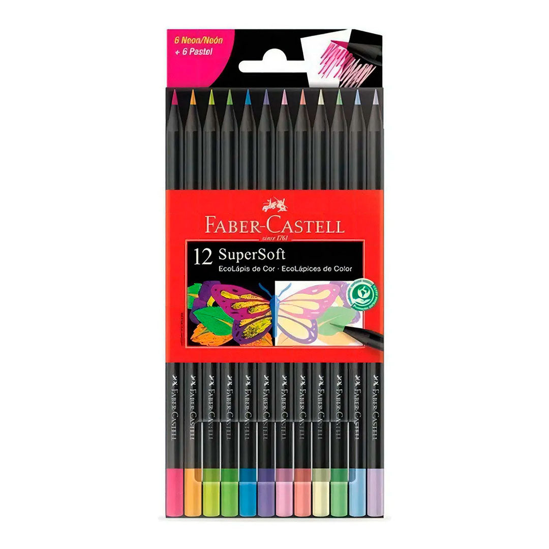 LAPICES SUPERSOFT X12 PASTEL Y NEON FABER CASTELL