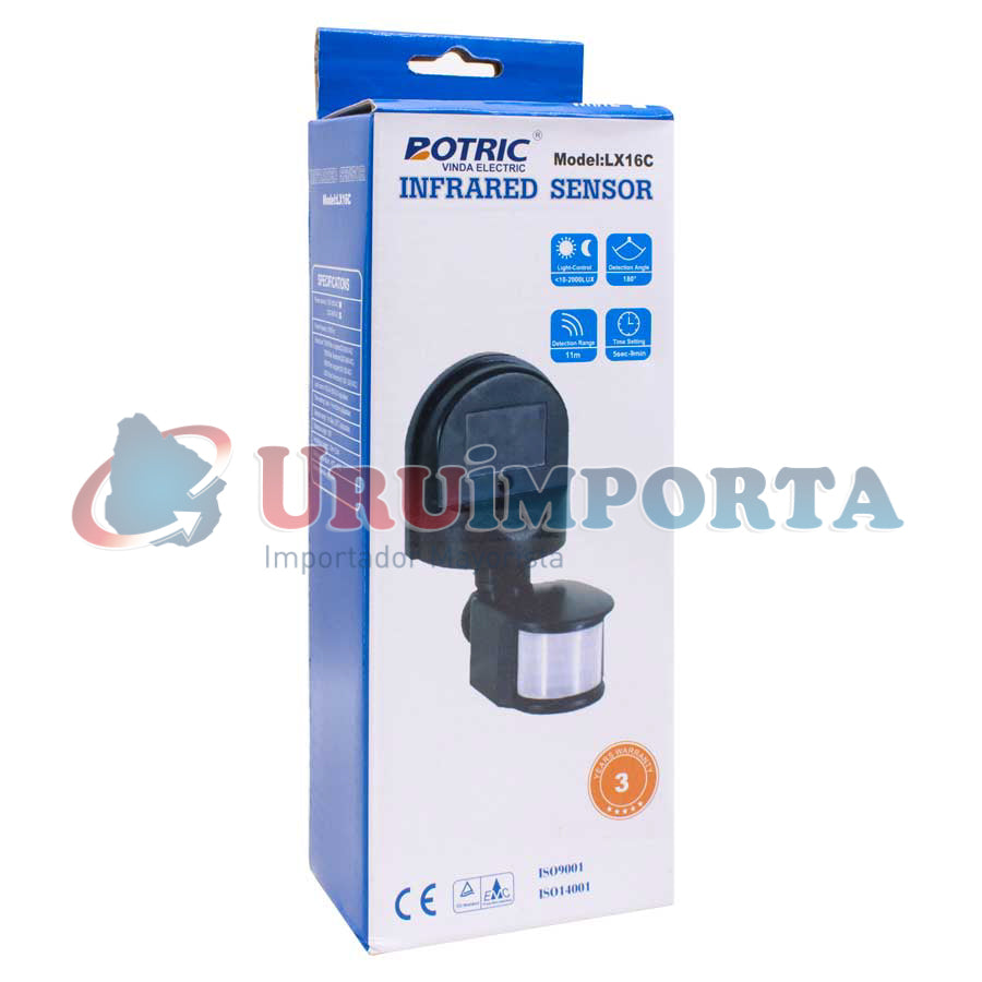 DETECTOR DE MOVIMIENTO NEGRO BASE REGULABLE LH2106