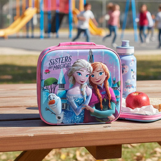 MOCHILA LUNCHERA 3D 22X22 FROZEN LILA