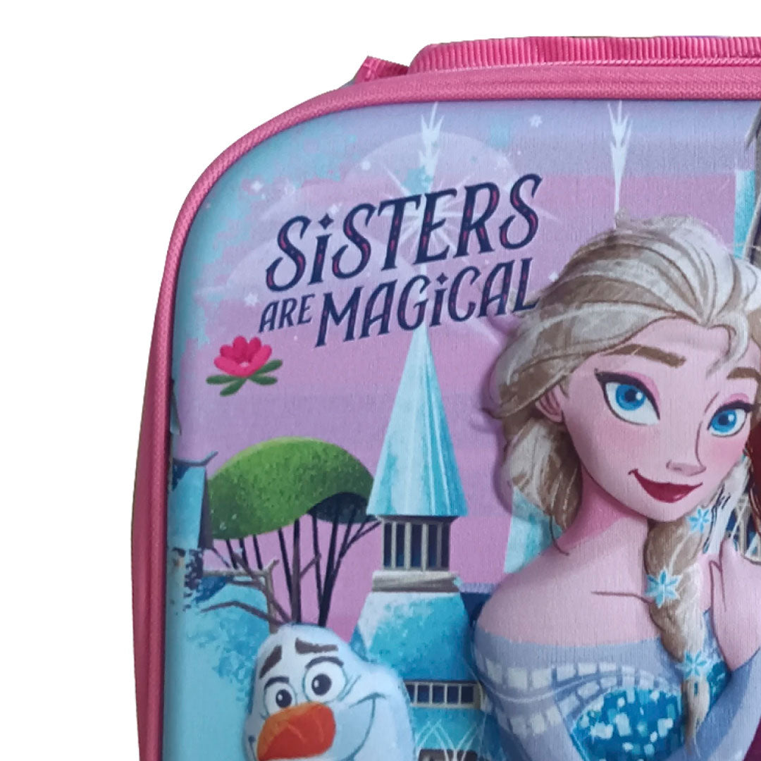 MOCHILA LUNCHERA 3D 22X22 FROZEN LILA