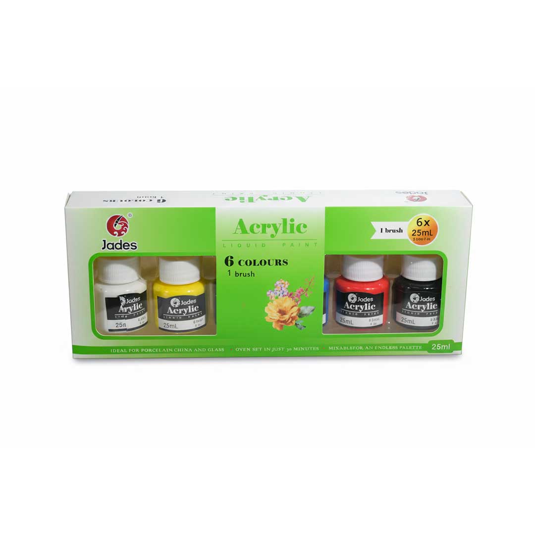SET PINTURA ACRILICA 6 UNIDADES 25ML JADES XQ-003