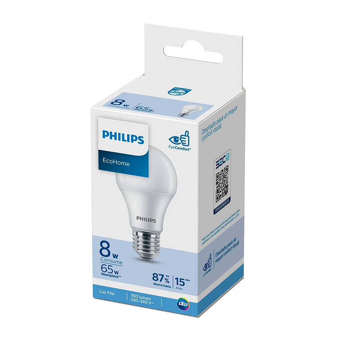 LAMPARA LED PHILIPS LEDBULB 8W E27 FRIA