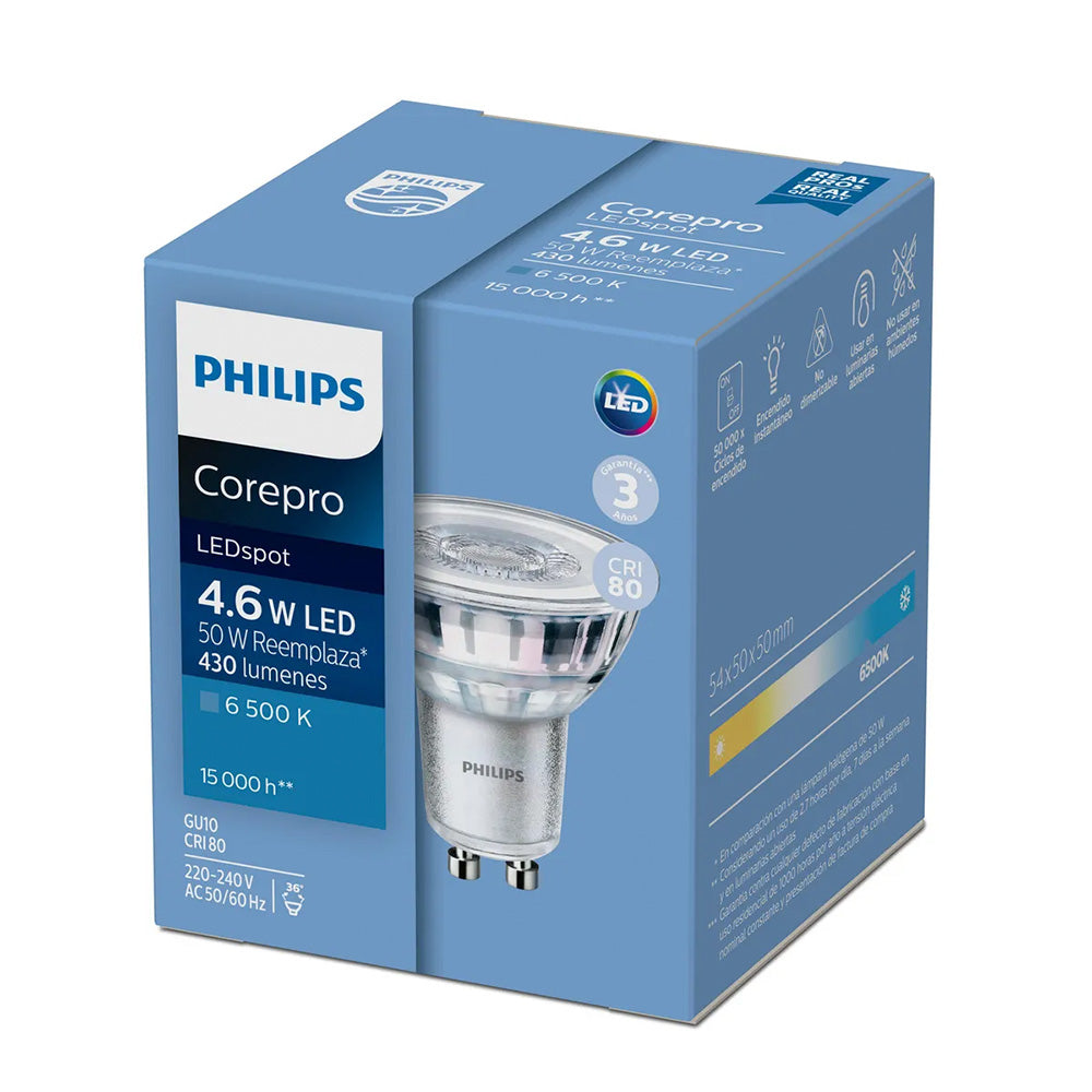 LAMPARA LED PHILIPS DICROICA SPOT GU10 4.7W FRIA