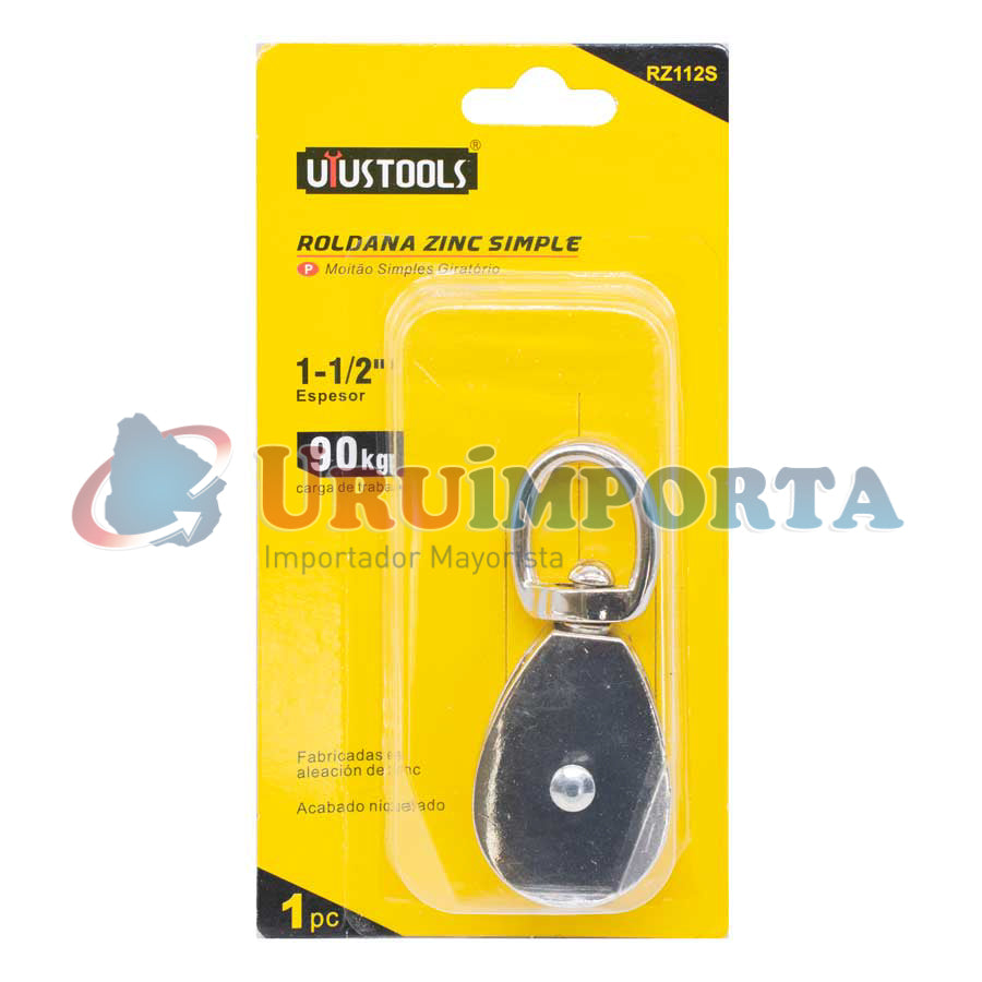 ROLDANA DE ZINC SIMPLE 1-1/2″ 90 KILOS UYUS RZ112S