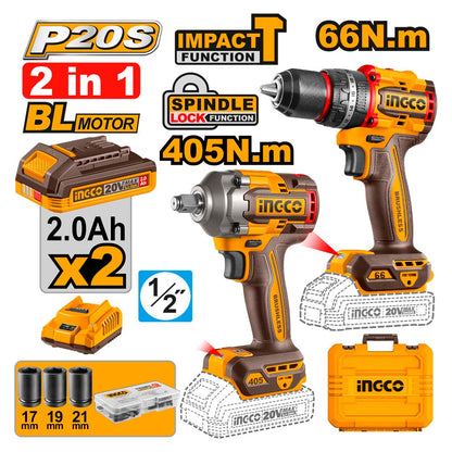 KIT TALADRO ATORN. C/PERC+ LLAVE IMPACTO CKLI20286