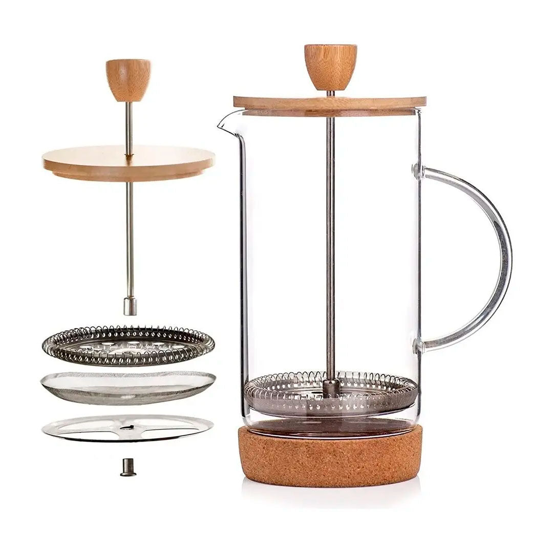 CAFETERA/TETERA 800 ML VIDRIO Y BAMBÚ