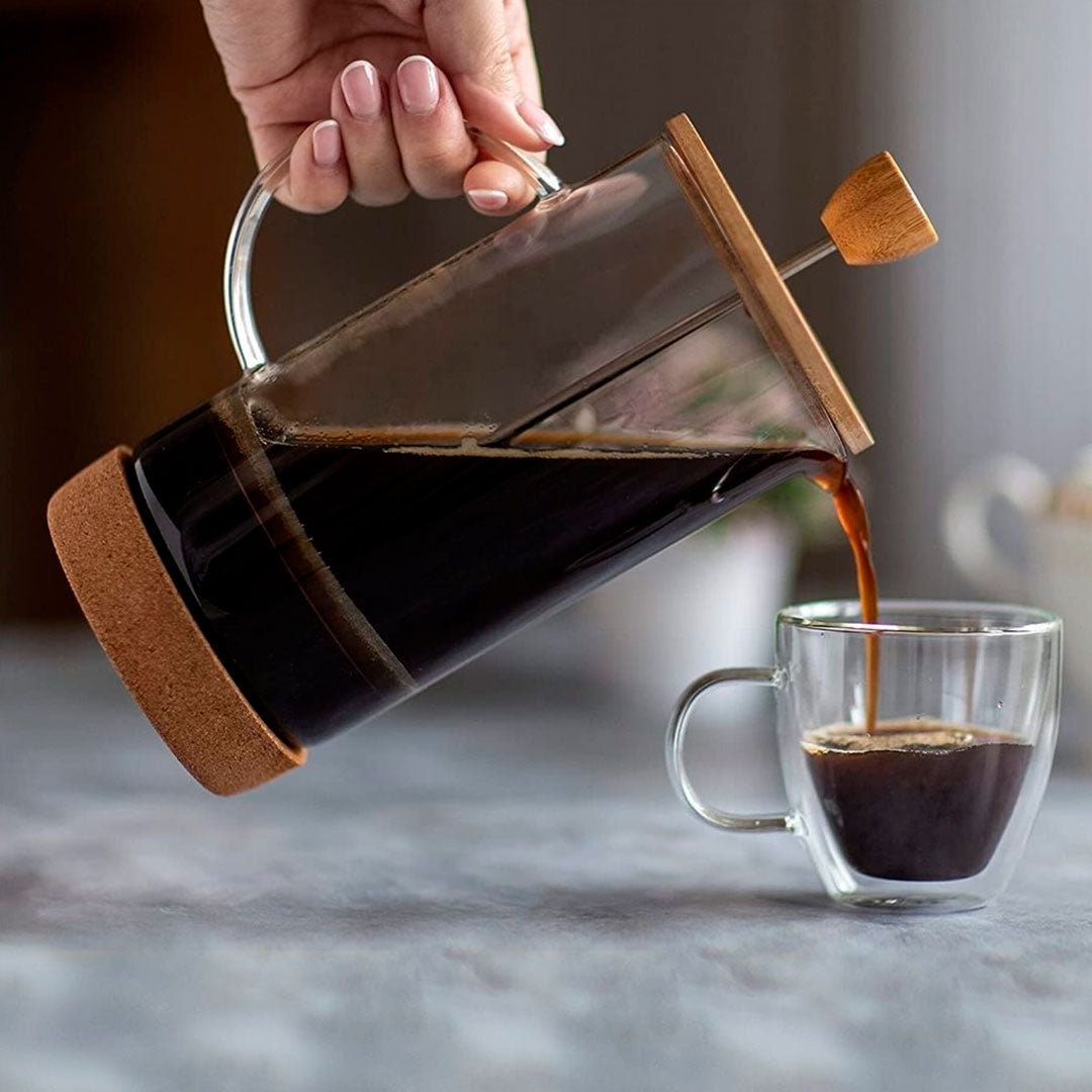 CAFETERA/TETERA 800 ML VIDRIO Y BAMBÚ