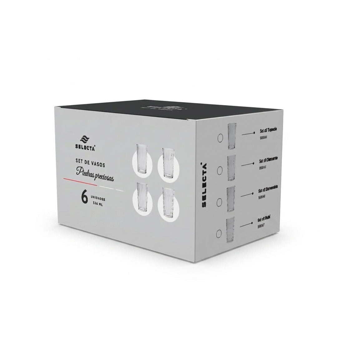 VASO DE VIDRIO 336ML X6 DIAMANTE