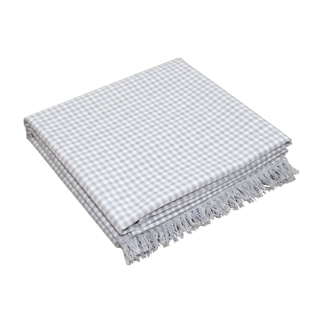 MANTEL ALG REDONDO D160CM CUADROS GRIS