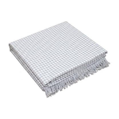 MANTEL ALG REDONDO D160CM CUADROS GRIS