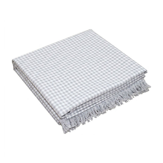 MANTEL ALG REDONDO D160CM CUADROS GRIS