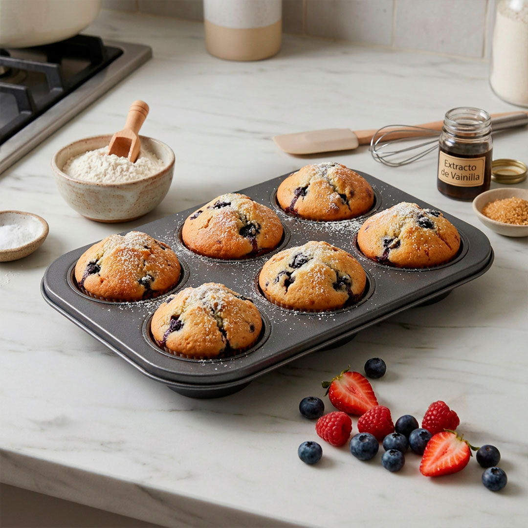 MOLDE MUFFINS X6 26.5X18X3CM ANTIADHERENTE