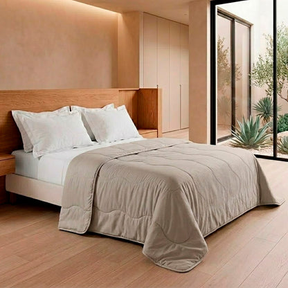 CUBRECAMA TOQUE ACETINADO 2PL 210X240 BEIGE