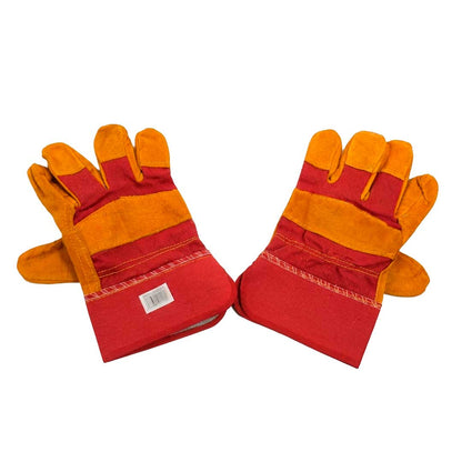 GUANTE CUERO Y LONA COLOR MARRON/ROJO LH-5281