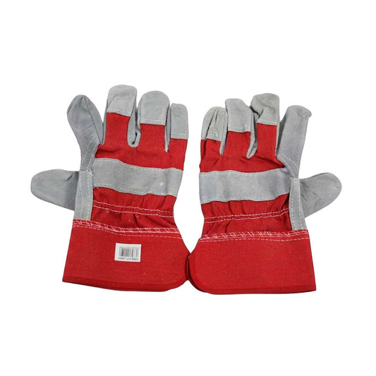 GUANTE CUERO Y LONA COLOR ROJO/GRIS LH-5283