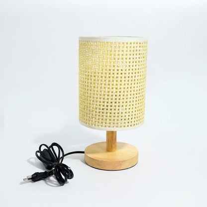 LAMPARA D/MESA RATAN CIRCULAR B/MADERA LH-5097