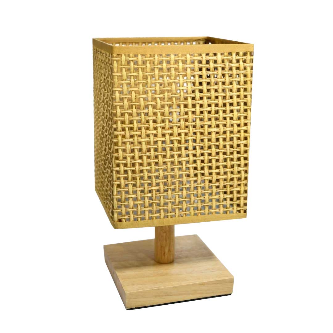 LAMPARA D/MESA RATAN CUADRADA B/MADERA LH-5098