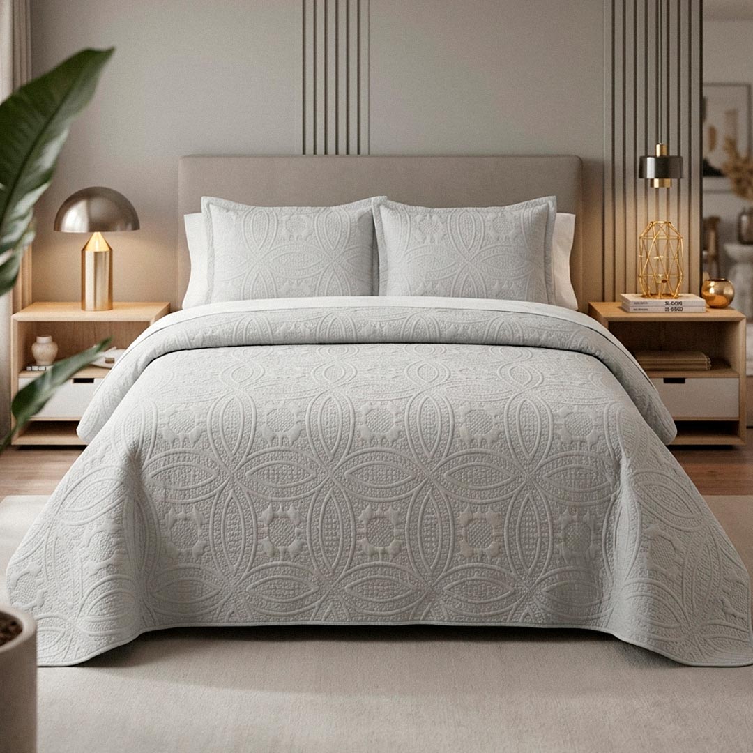 CUBRE CAMA CAPITONEADO 3PZ COLORES VARIOS LH-5532