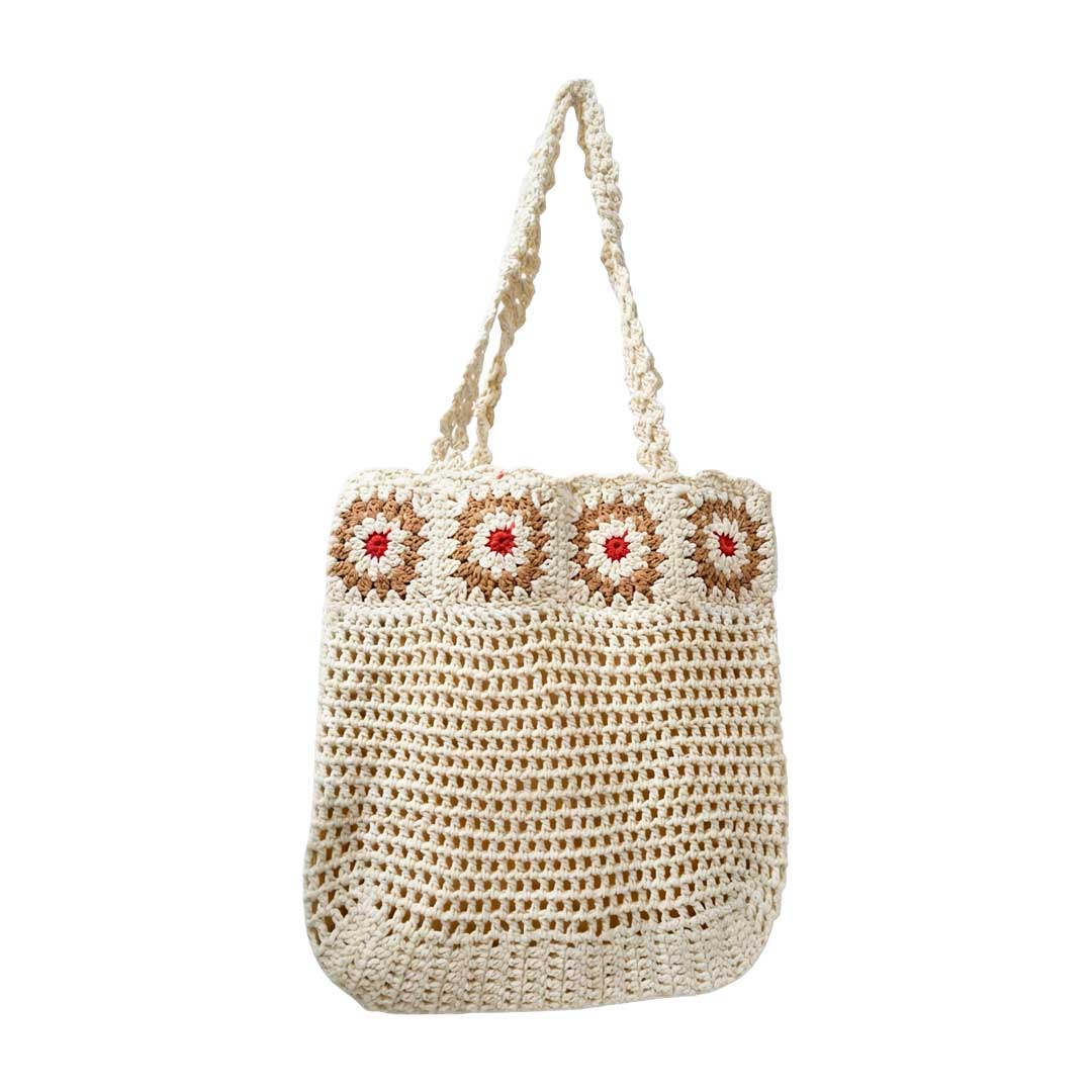 CARTERA TEJIDA CON FLORES 34X30CM LH-5359