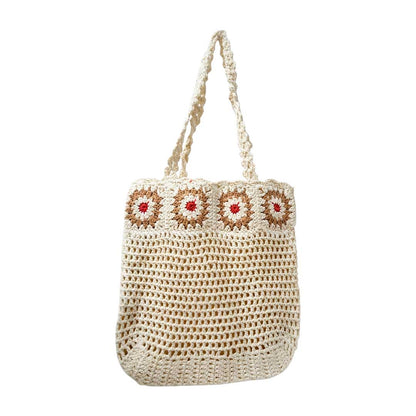 CARTERA TEJIDA CON FLORES 34X30CM LH-5359