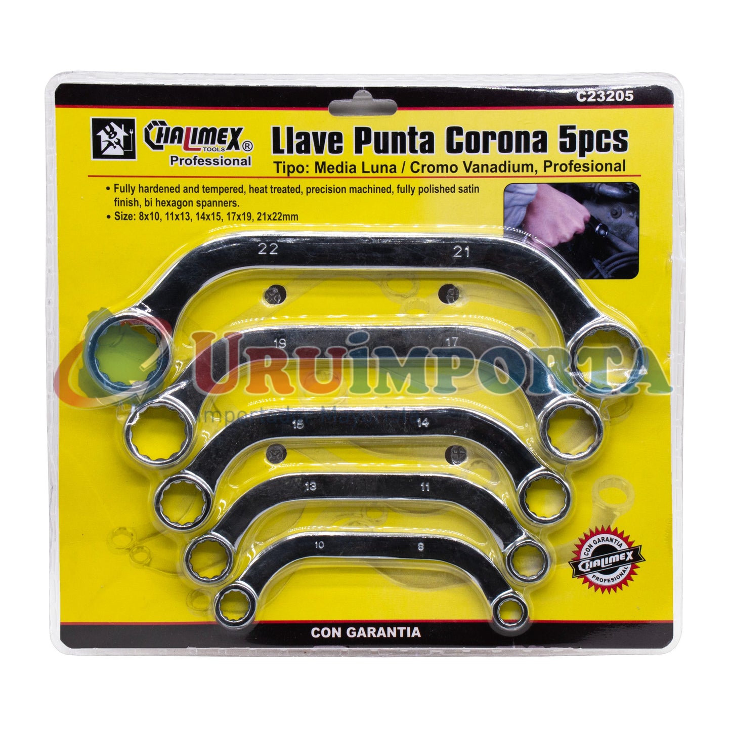 LLAVE COMBINADA CURVA 5PZ 8-22MM CHALIMEX C23205