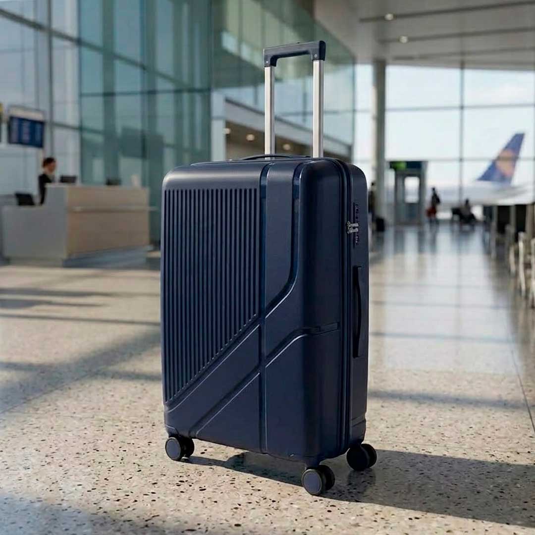 VALIJA RIGIDA C/RUEDAS AZUL MARINO 24″ LH-5367