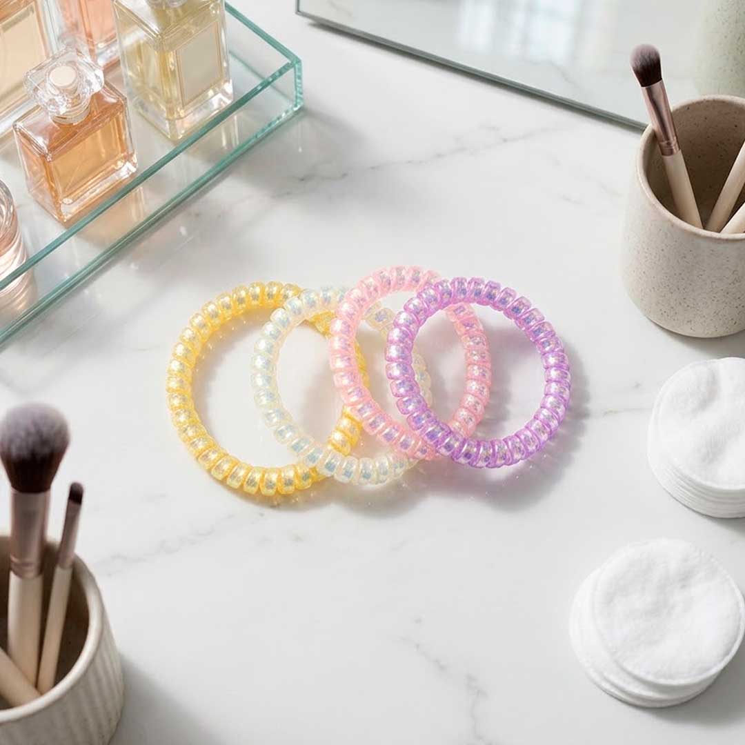 COLITAS P/CABELLO EN ESPIRAL SILICONA 4PZ LH-5414