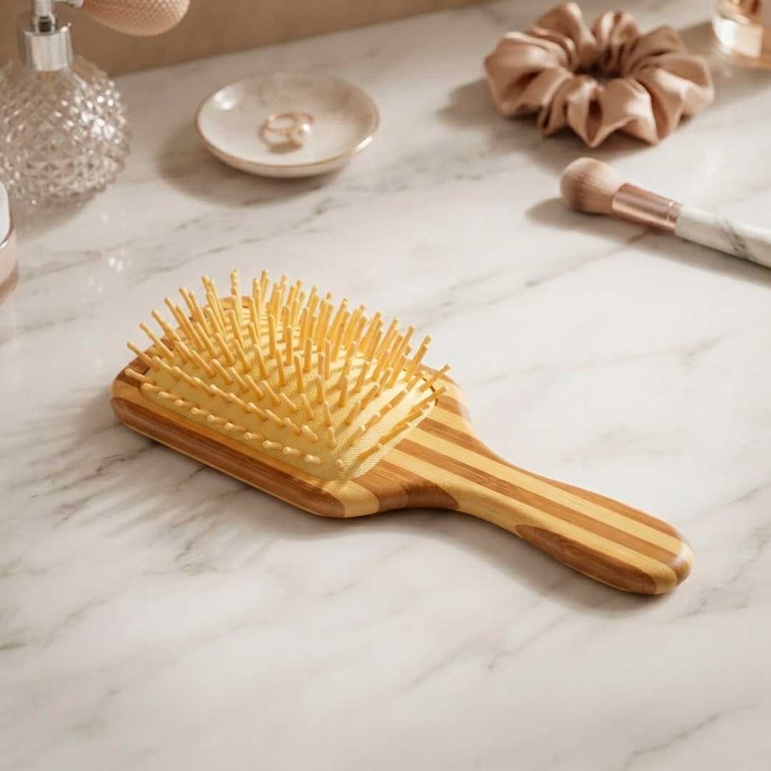 CEPILLO PARA CABELLO RECTANGULAR MADERA LH-5419