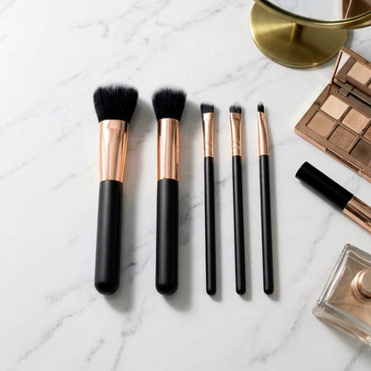 SET DE BROCHAS P/MAQUILLAJE 5PZ BEAUTY LH-5450