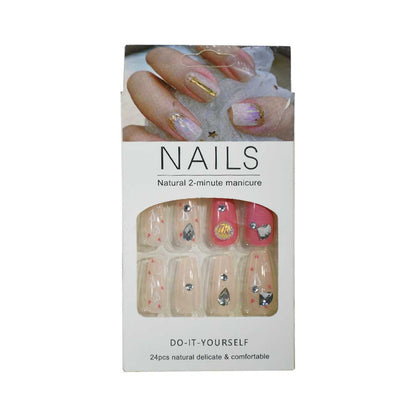SET UÑAS ACRILICAS D/PLATEADOS NATURAL 12PZ LH5464