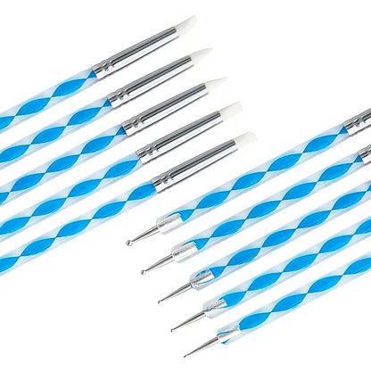 SET DE PINCELES DOBLES  P/UÑAS 5PZ  LH-5468
