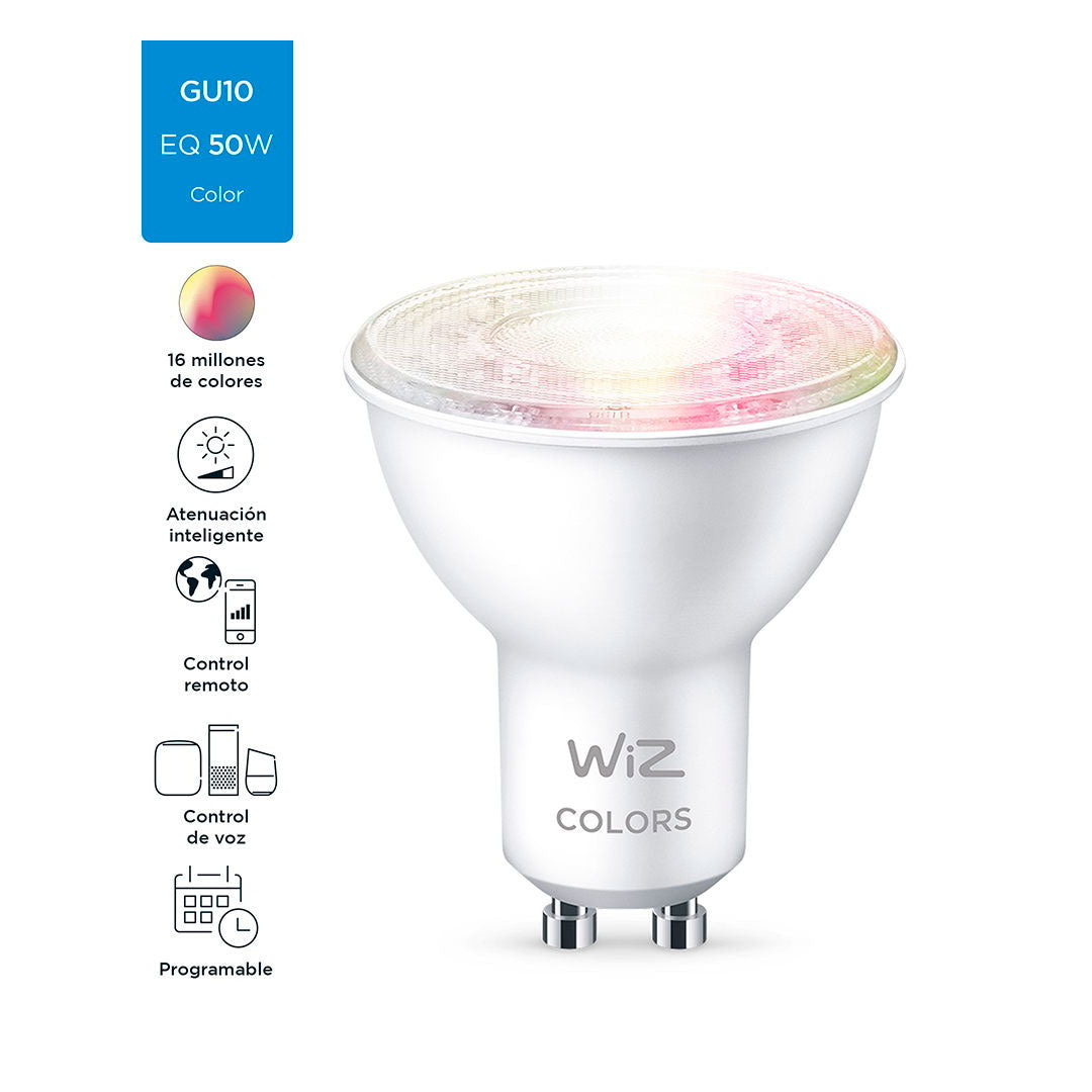 LAMPARA INTELIGENTE WIZ DIACROICA WIFI GU10 RGB