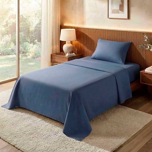 JUEGO SÁBANAS RICHMOND 1PL 140X225 AZUL PIEDRA