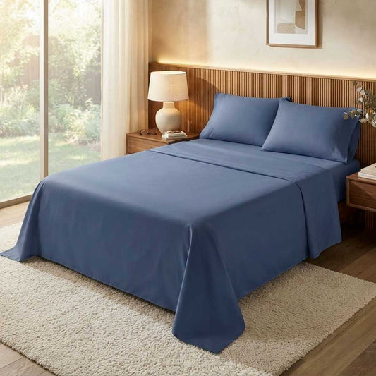 JUEGO SÁBANAS RICHMOND QUEEN 240X225 AZUL PIEDRA