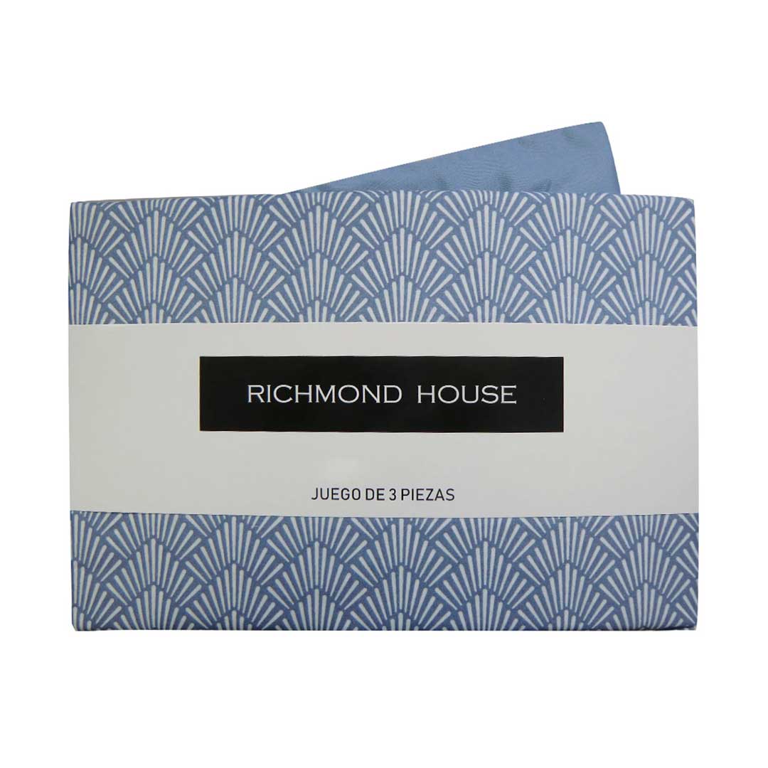 JUEGO SÁBANAS RICHMOND QUEEN 240X225 GEO AZUL