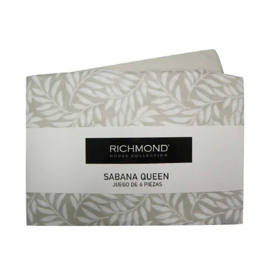 JUEGO SÁBANAS RICHMOND QUEEN 240X225 HOJAS BEIGE