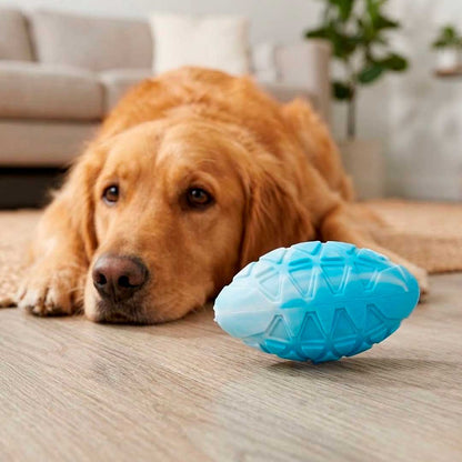 PELOTA DE GOMA OVAL PARA MASCOTAS C/CHIFLE LH-5134