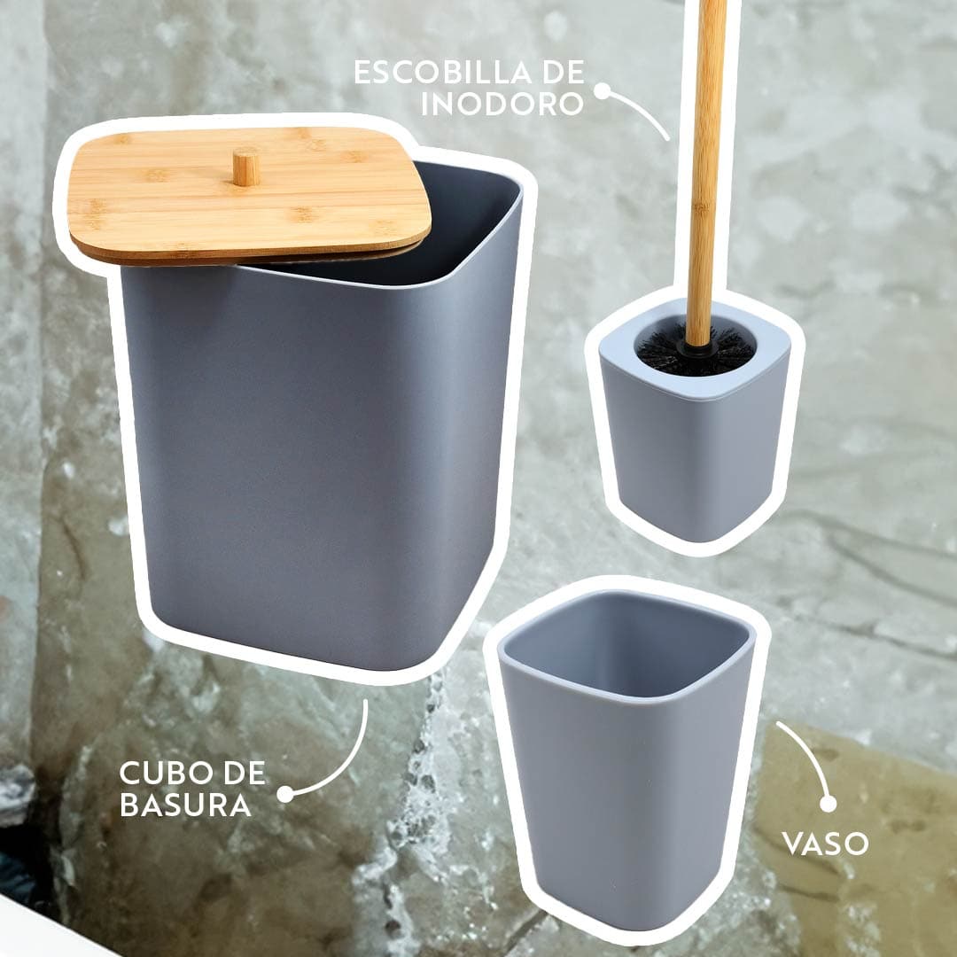 SET DE BAÑO 6PZ GRIS PREMIUM LH-3652