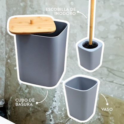 SET DE BAÑO 6PZ GRIS PREMIUM LH-3652