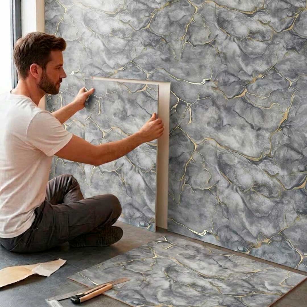 REVESTIMIENTO SIMIL MARMOL NEGRO 60X60CM LH-5640