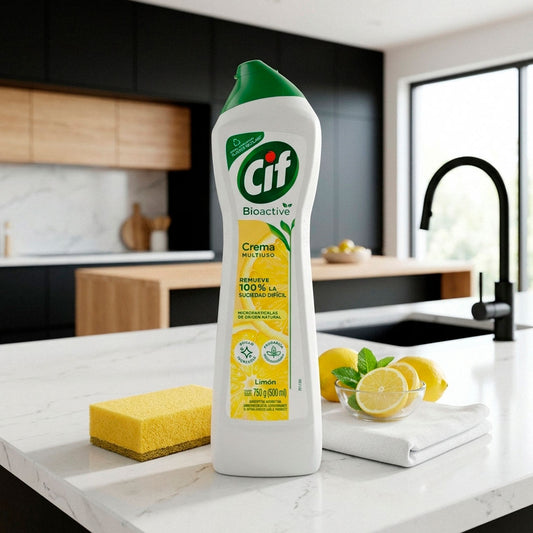 LIMPIADOR  CIF ABRASIVO CREMA LIMON MULTIUSO 750