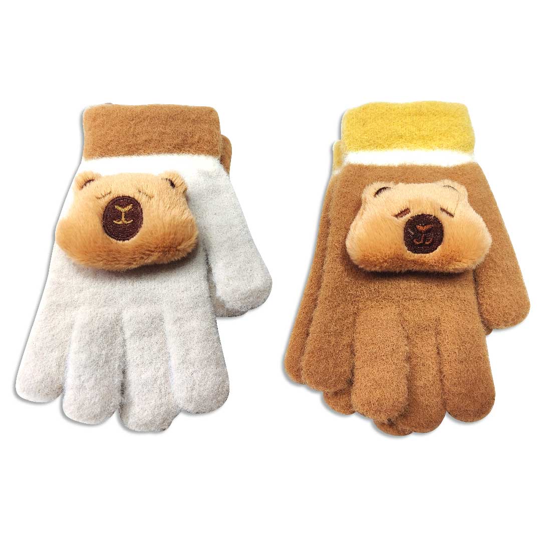 GUANTE INFANTIL CON APLIQUE CAPY BEIGE CAQUI HU045