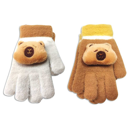 GUANTE INFANTIL CON APLIQUE CAPY BEIGE CAQUI HU045