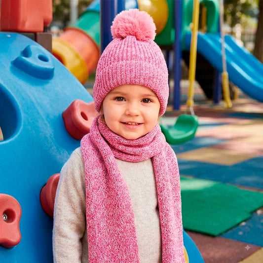 SET DE GORRO Y BUFANDA TEJIDO INFANTIL COLORES HU0