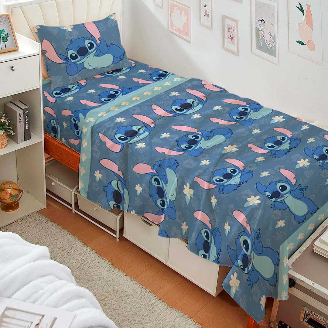 JUEGO SABANAS MIC 1PLAZA STITCH 4140 AZUL