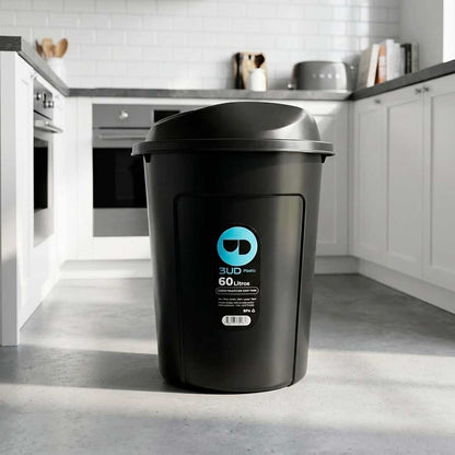 BASURERO NEGRO TAPA BASCULANTE 60LTS