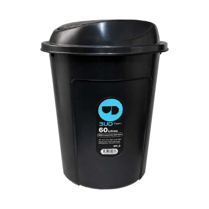 BASURERO NEGRO TAPA BASCULANTE 60LTS