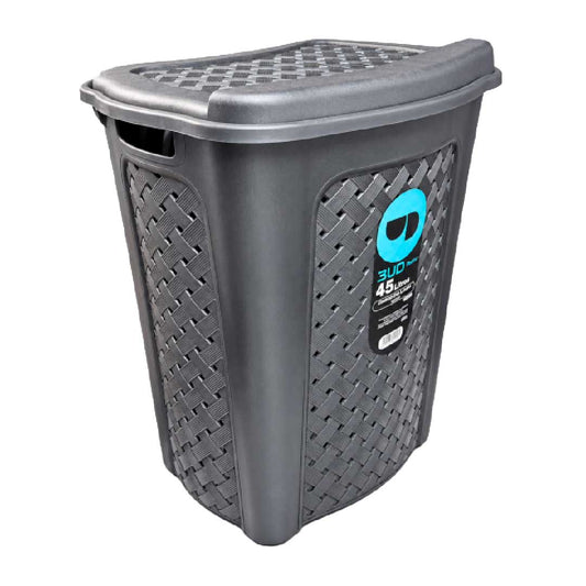 CESTO RATAN NEGRO C/TAPA 45LTS 50*44*33CM