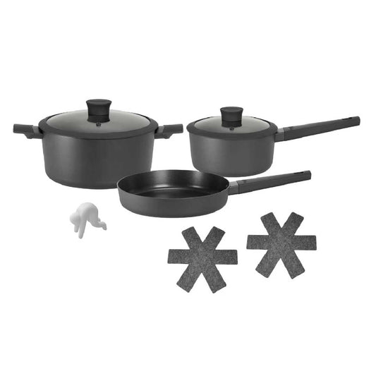 OLLAS SET 5PZ HUDSON NEGRO ALUMINIO C/ANTIAD.DAY01